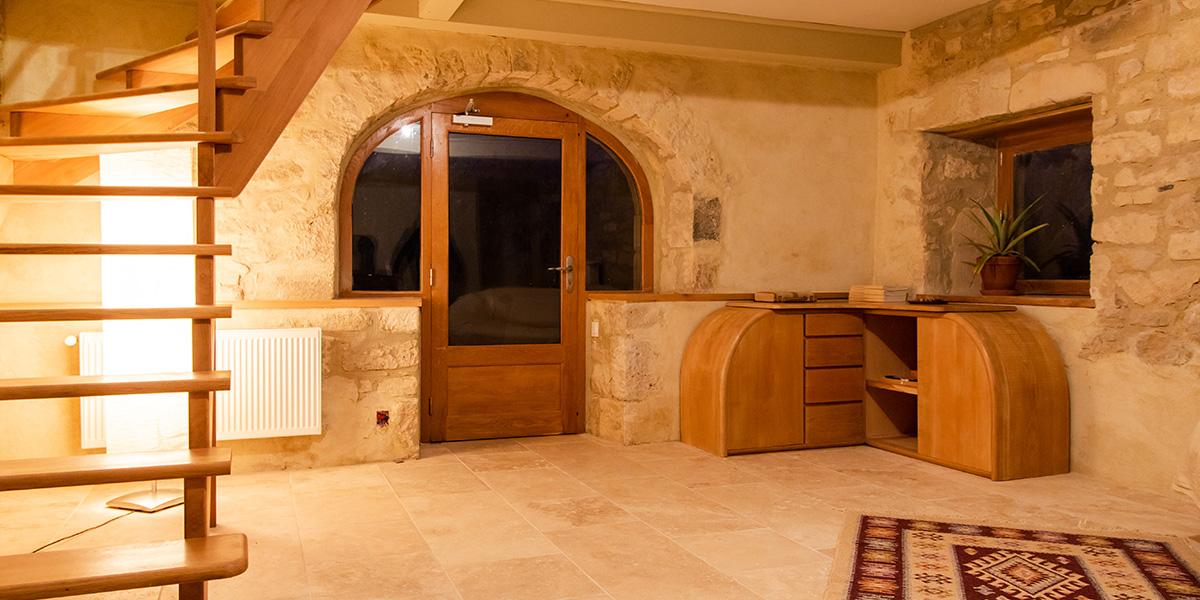 The living space of our gîte in southern Ardèche
