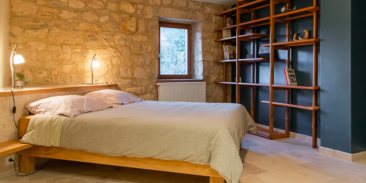 The Night Blue bedroom  in the Mas-Ardeche