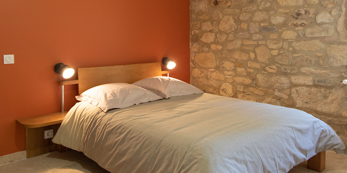 The Terracotta bedroom of our Gîte in southern Ardèche