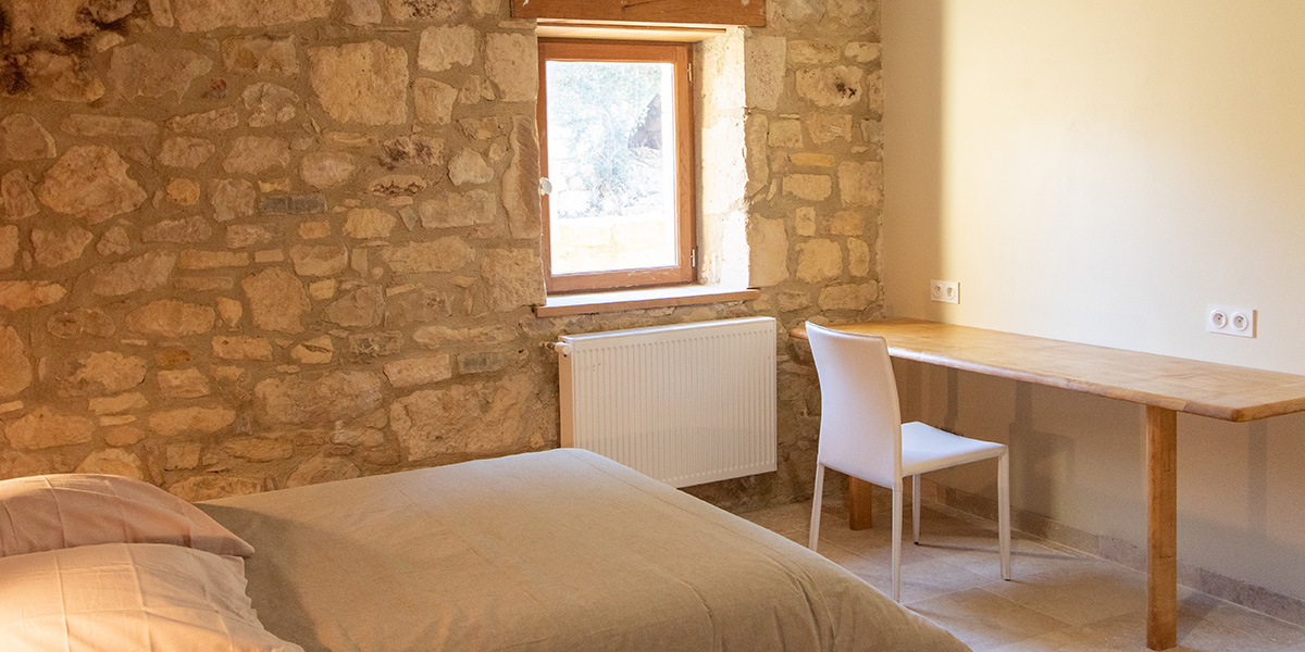 The Terracotta bedroom of our Gîte in southern Ardèche. Office